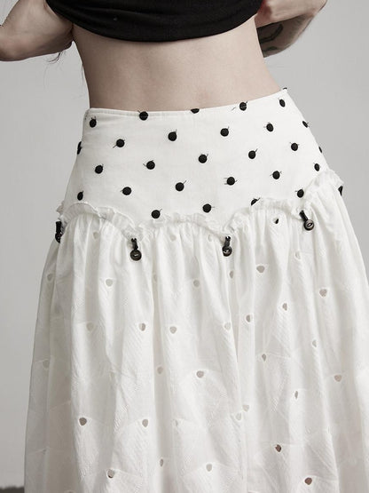 INDULGE Pure Cotton Patchwork Pockets Natural Waist Zipper Women White Wide-Leg Pants