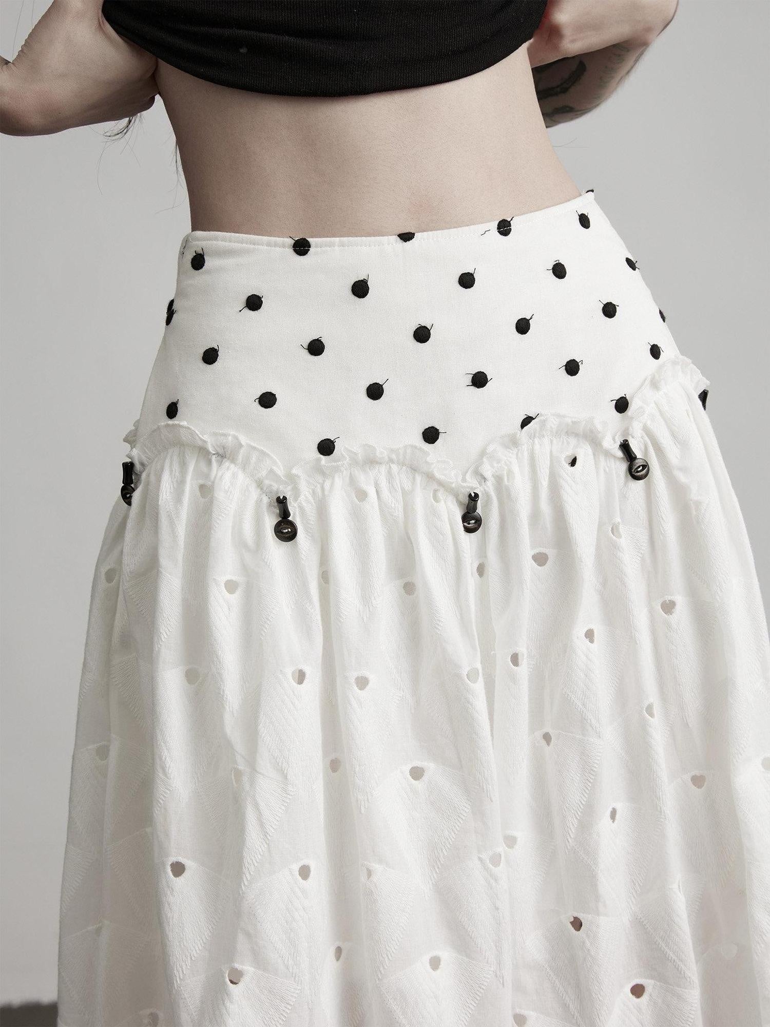 INDULGE Pure Cotton Patchwork Pockets Natural Waist Zipper Women White Wide-Leg Pants