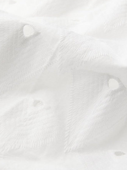 INDULGE Pure Cotton Patchwork Pockets Natural Waist Zipper Women White Wide-Leg Pants