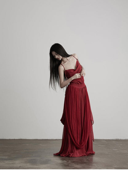 INDULGE Red Ribbon Aline Waist Cinched Strappy Women&