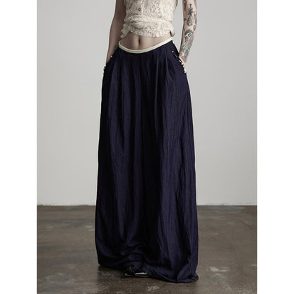 INDULGE Relaxed Minimal Pocket Natural Waist Elastic Fly Girls Blue Wide-Leg Jeans