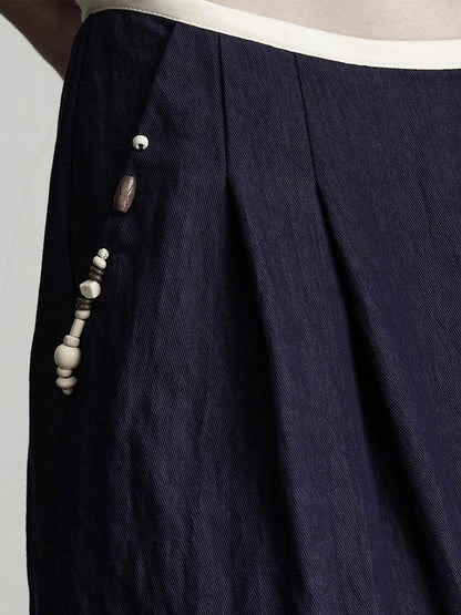 INDULGE Relaxed Minimal Pocket Natural Waist Elastic Fly Girls Blue Wide-Leg Jeans