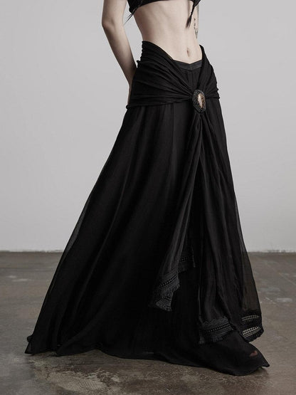 INDULGE Shape Retaining Casual A Line Pleated 3D Embellished Women Mid Waist Maxi Skirts