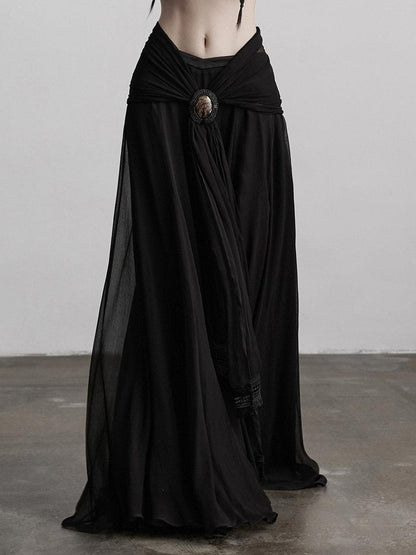 INDULGE Shape Retaining Casual A Line Pleated 3D Embellished Women Mid Waist Maxi Skirts