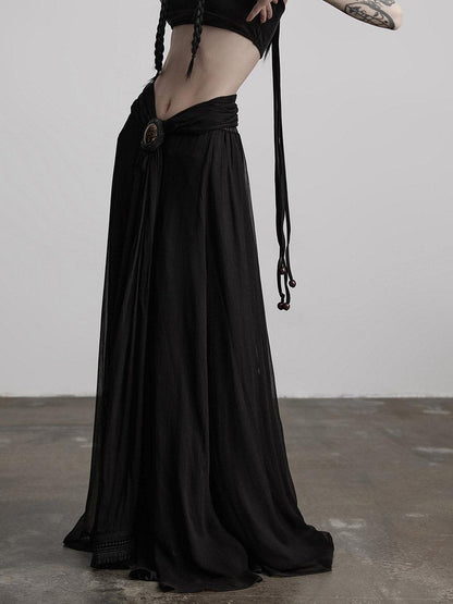 INDULGE Shape Retaining Casual A Line Pleated 3D Embellished Women Mid Waist Maxi Skirts