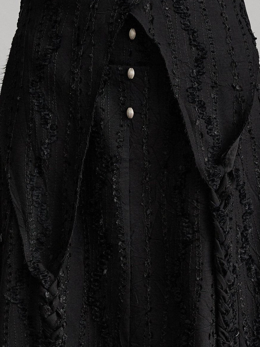INDULGE Shape Retaining Dark Gothic Embroidered A Line Casual Black Tiered Skirts