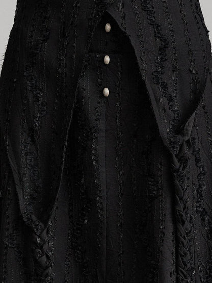 INDULGE Shape Retaining Dark Gothic Embroidered A Line Casual Black Tiered Skirts