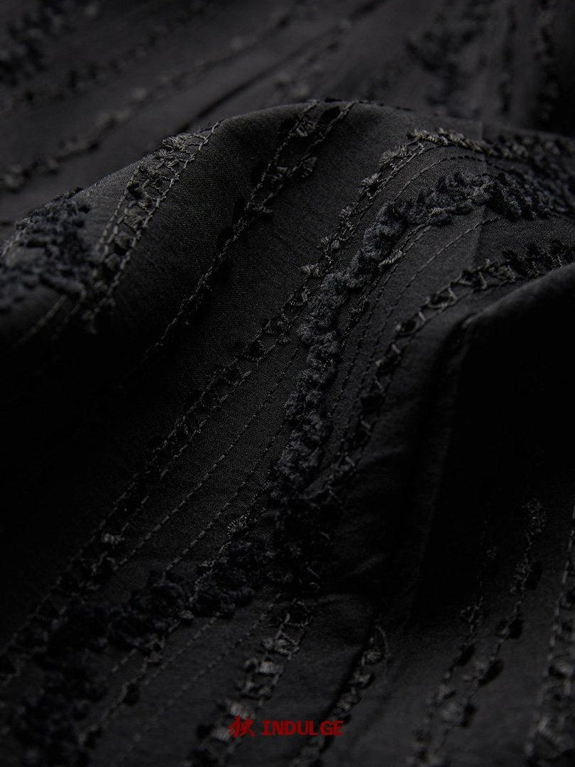 INDULGE Shape Retaining Dark Gothic Embroidered A Line Casual Black Tiered Skirts