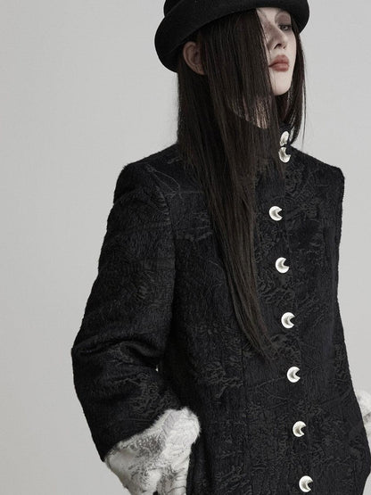 INDULGE Shape Retaining Elegant Faux Layered Women Black Stand Collar Casual Jackets