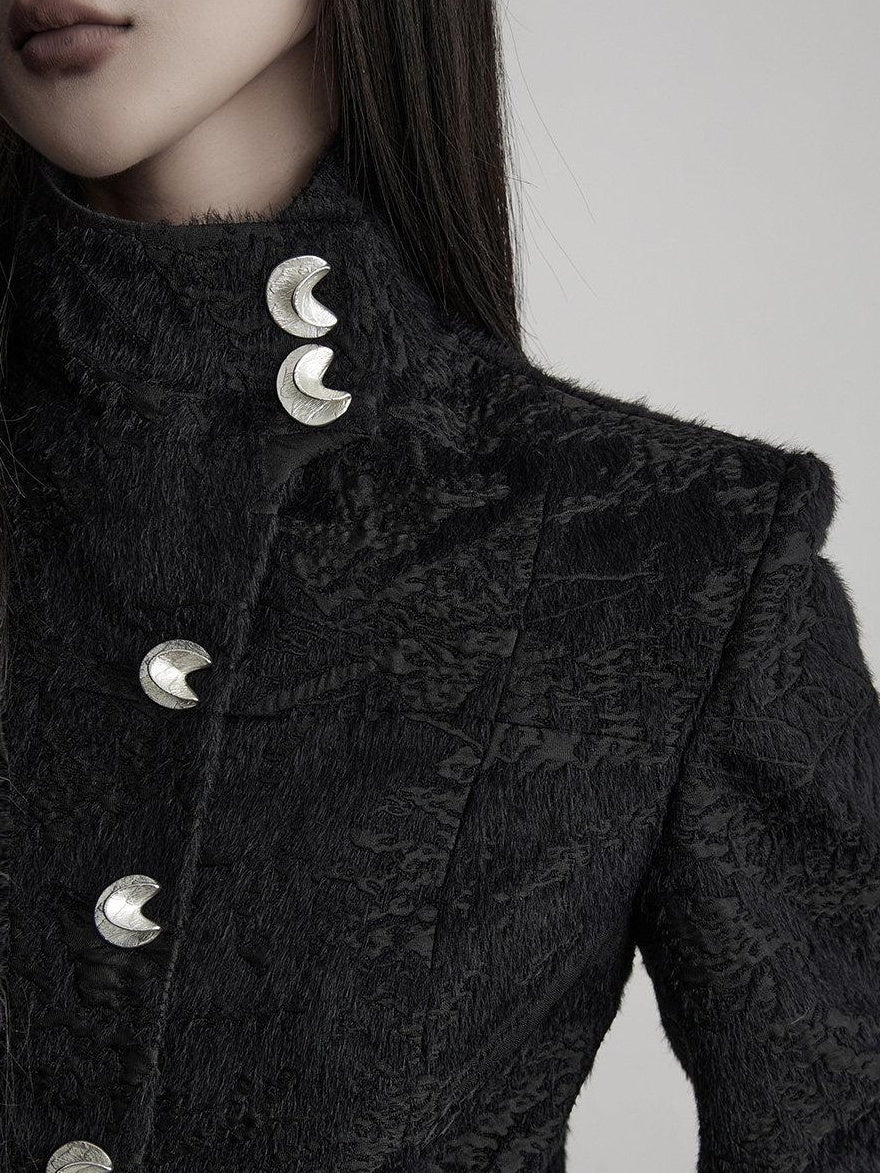 INDULGE Shape Retaining Elegant Faux Layered Women Black Stand Collar Casual Jackets