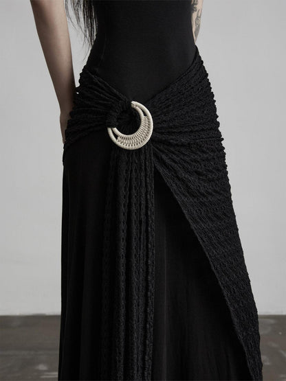 INDULGE Shape Retaining Slim A Line Lyocell Wool Black Women Strapless Maxi Dresses