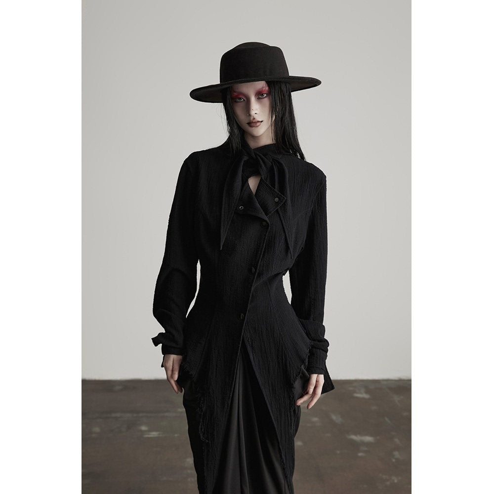 INDULGE_Shape_Retaining_Slim_Dark_Gothic_Cotton_Crew_Long_Sleeve_Women_Black_Blouses_MISSTT