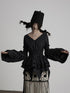 INDULGE Shape Retaining V-neck Fitted Cotton Long Sleeve Women Black Puff-Sleeve Blouses