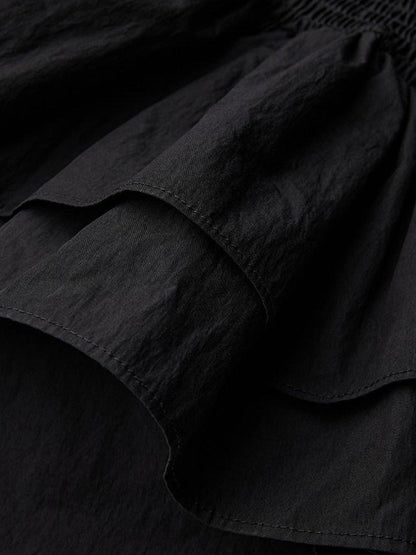 INDULGE Shape Retaining V-neck Fitted Cotton Long Sleeve Women Black Puff-Sleeve Blouses