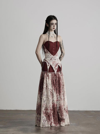 INDULGE Shape Retention Casual A Line Patchwork Lace Mid Rise Cotton Nylon Maxi Skirts