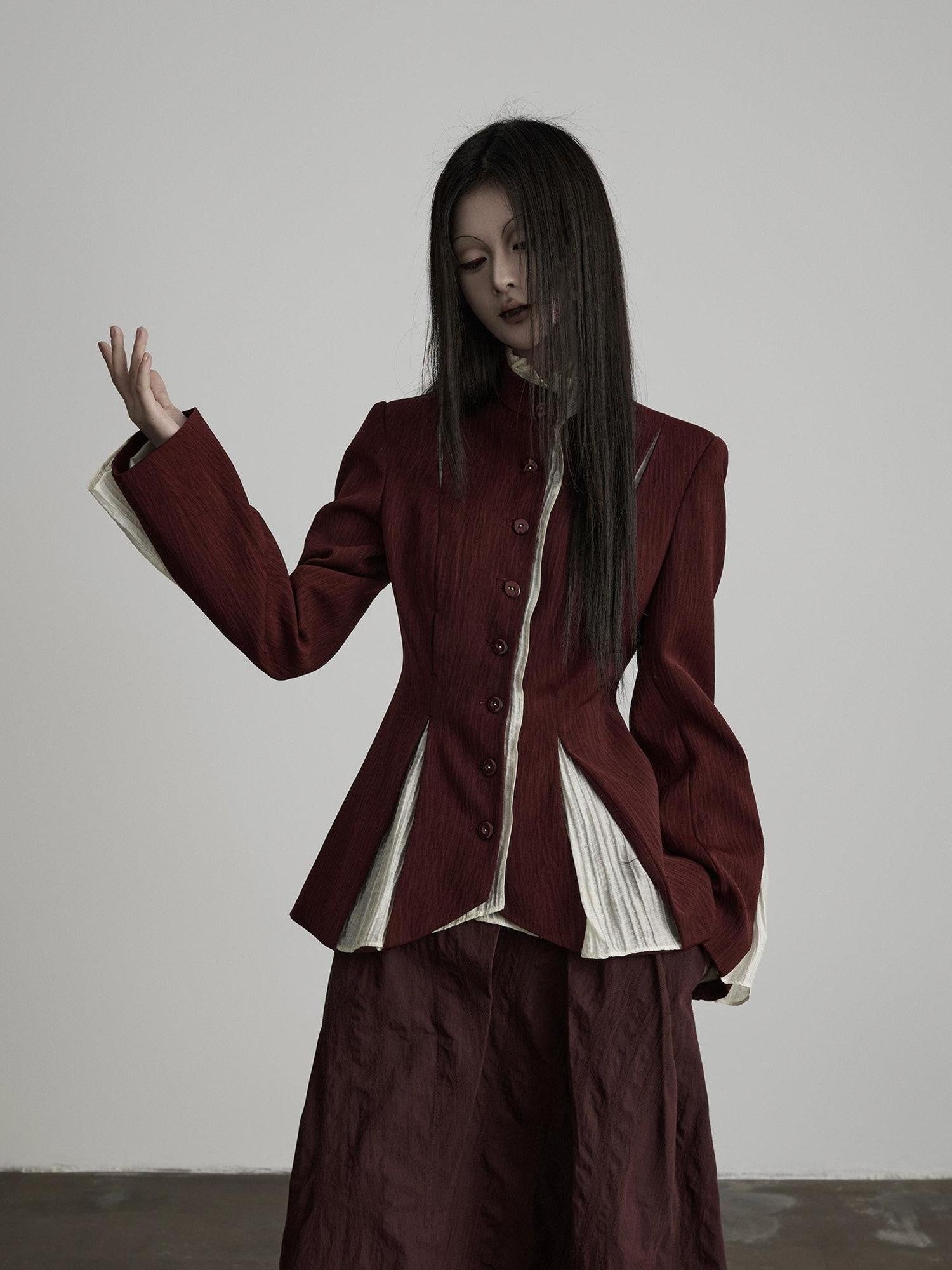 INDULGE Blazers élégants en patchwork de soie pour femmes, coupe décontractée, à simple boutonnage, style soirée.