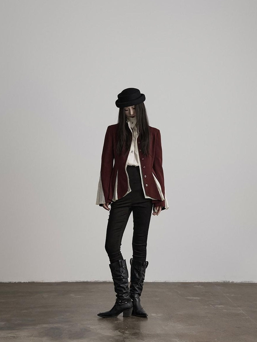 INDULGE Blazers élégants en patchwork de soie pour femmes, coupe décontractée, à simple boutonnage, style soirée.