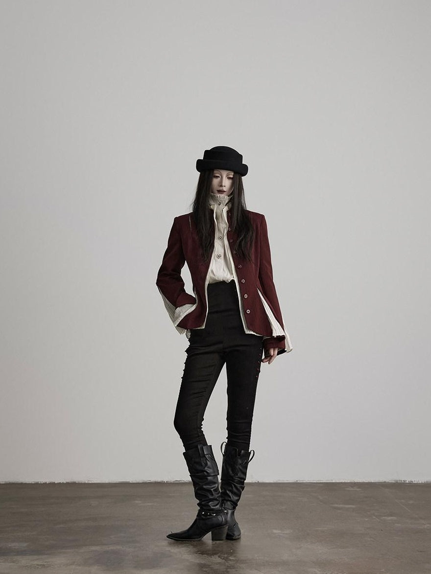 INDULGE Blazers élégants en patchwork de soie pour femmes, coupe décontractée, à simple boutonnage, style soirée.