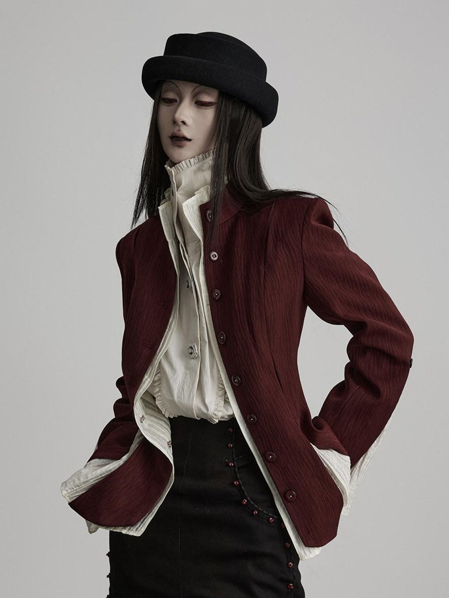 INDULGE Blazers élégants en patchwork de soie pour femmes, coupe décontractée, à simple boutonnage, style soirée.