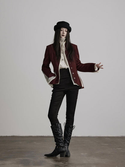 INDULGE Blazers élégants en patchwork de soie pour femmes, coupe décontractée, à simple boutonnage, style soirée.