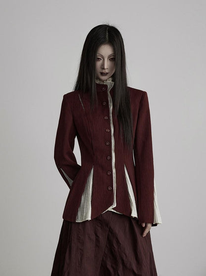 INDULGE Blazers élégants en patchwork de soie pour femmes, coupe décontractée, à simple boutonnage, style soirée.