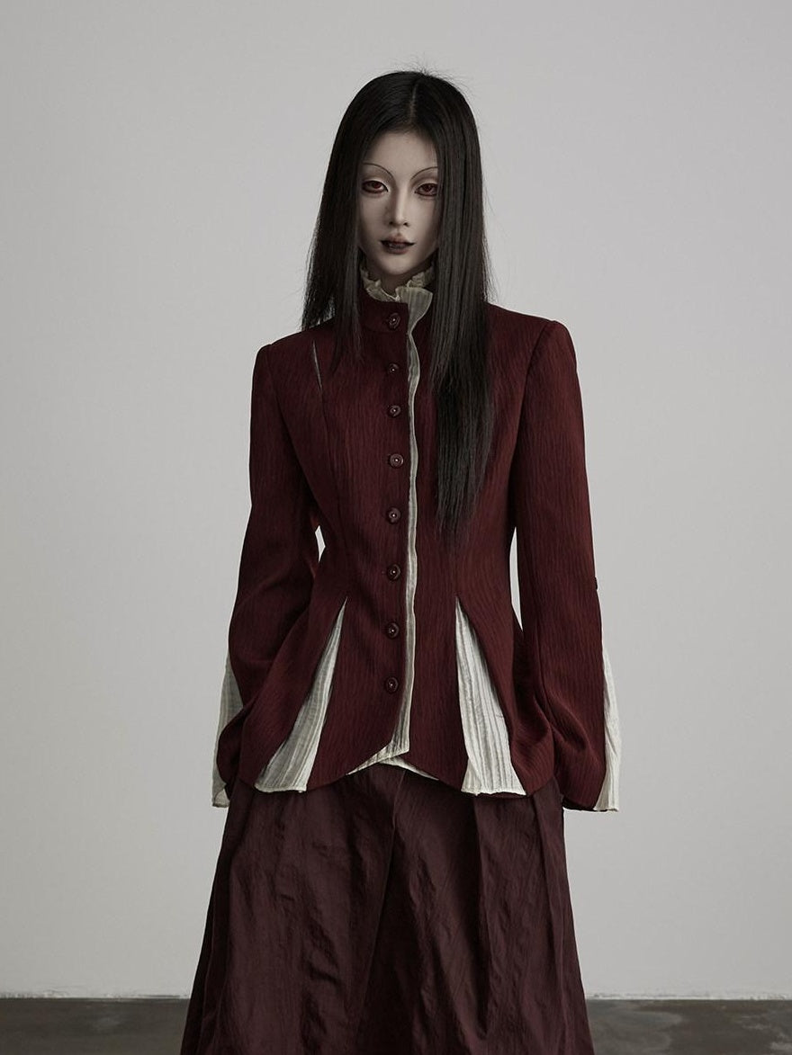 INDULGE Blazers élégants en patchwork de soie pour femmes, coupe décontractée, à simple boutonnage, style soirée.