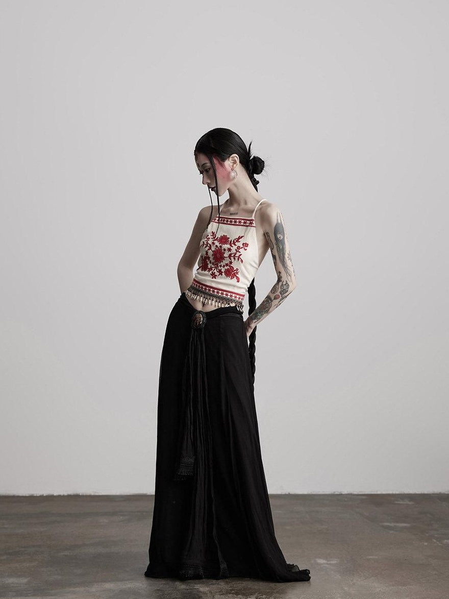INDULGE Silky Rayon Embroidered Floral Casual Regular Fit Women Layering Camisoles