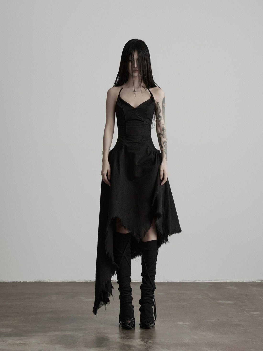 INDULGE Soft 100 Percent Cotton Dark Sculpted A Line Spaghetti Strap Slip Midi Dresses