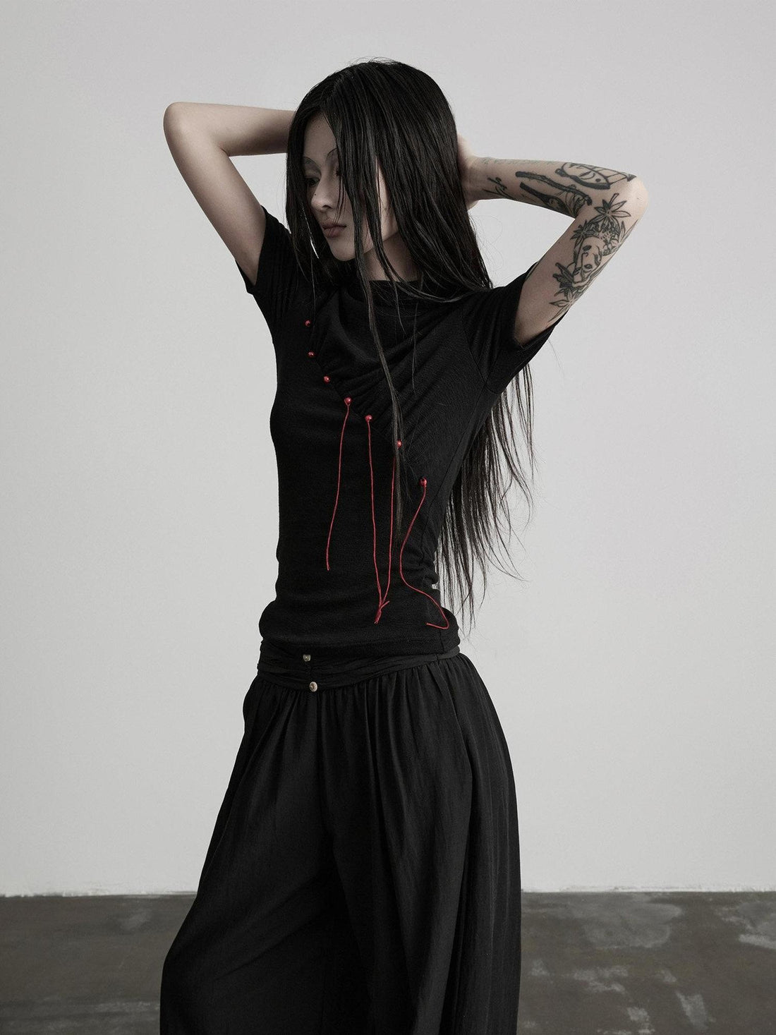 INDULGE Soft Breathable Stretch Spandex Casual Slim Fit Striped Black Slim T-Shirts