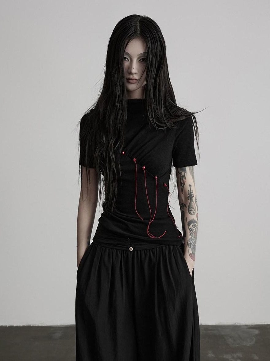 INDULGE Soft Breathable Stretch Spandex Casual Slim Fit Striped Black Slim T-Shirts