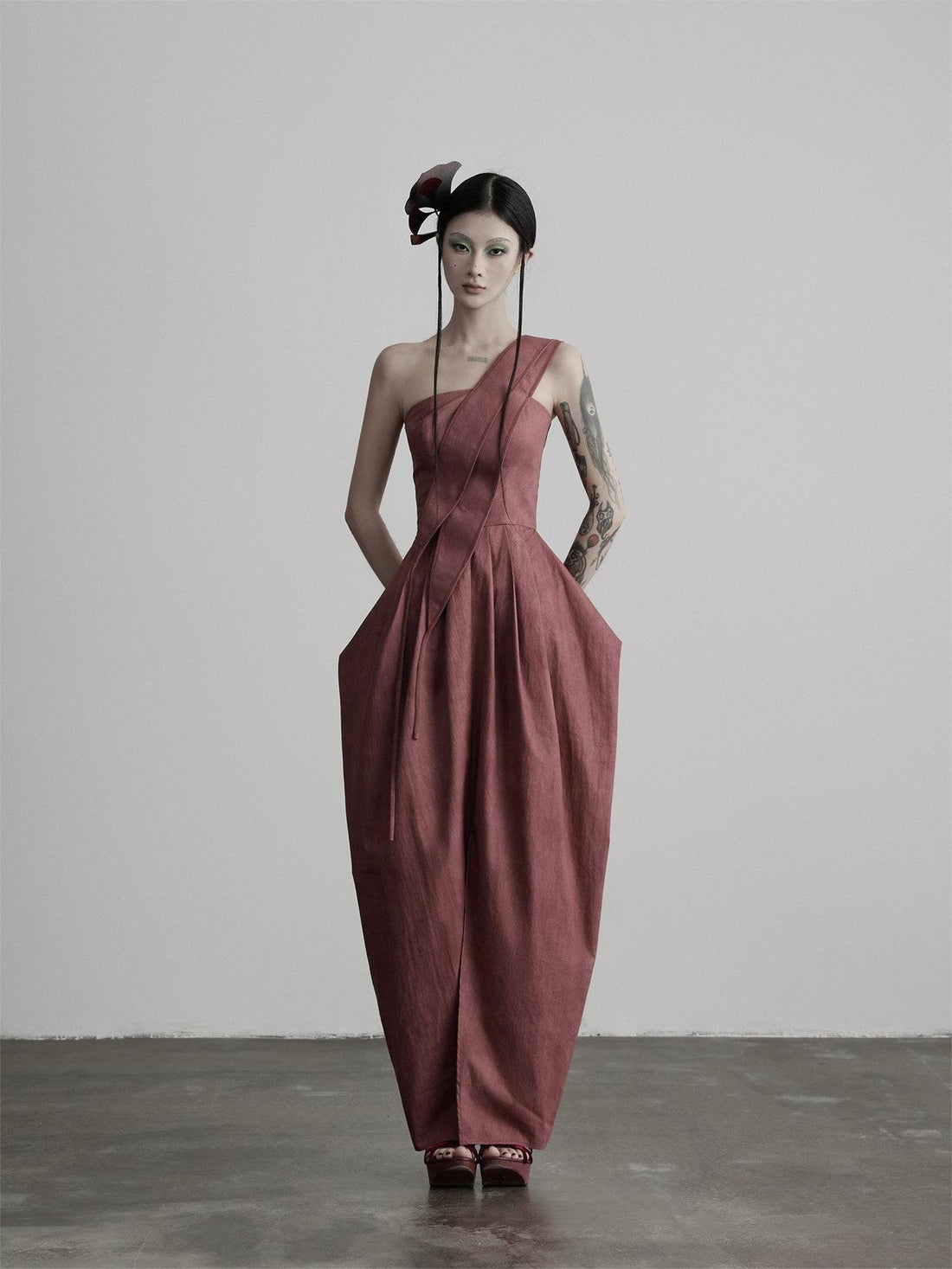 INDULGE Soft Cotton Blend Structured Cinched Waist A Line Women Strapless Maxi Dresses