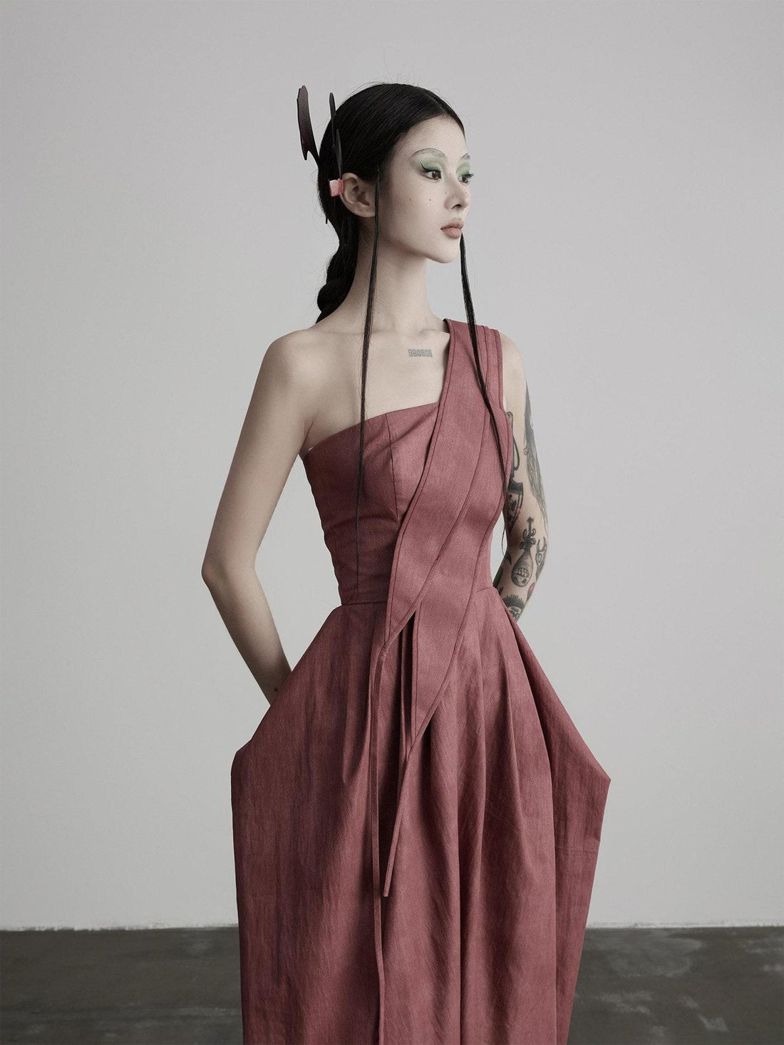 INDULGE Soft Cotton Blend Structured Cinched Waist A Line Women Strapless Maxi Dresses