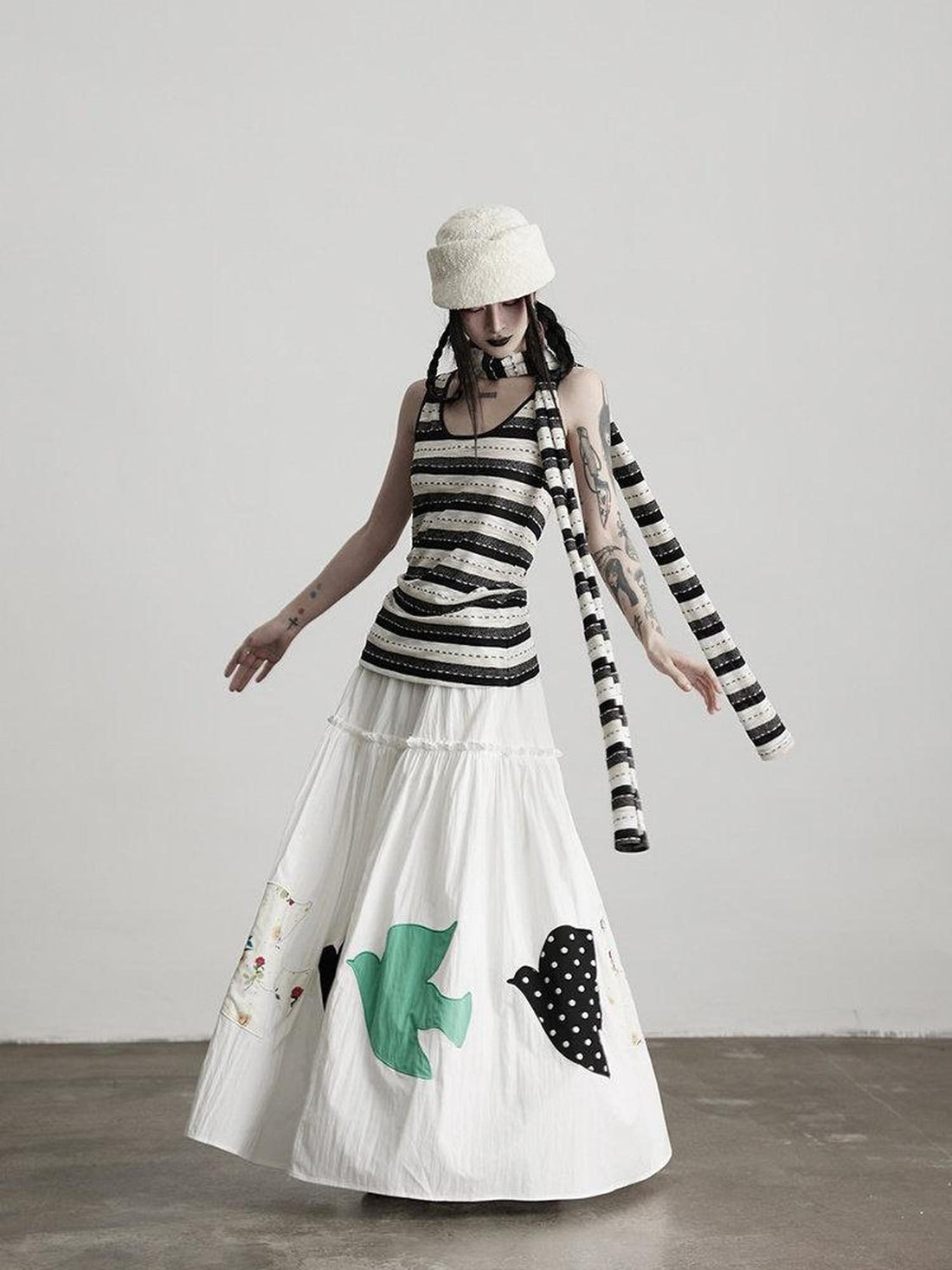INDULGE Soft Cotton Printed Ladylike A Line Young Women Mid Waist Loose Maxi Skirts