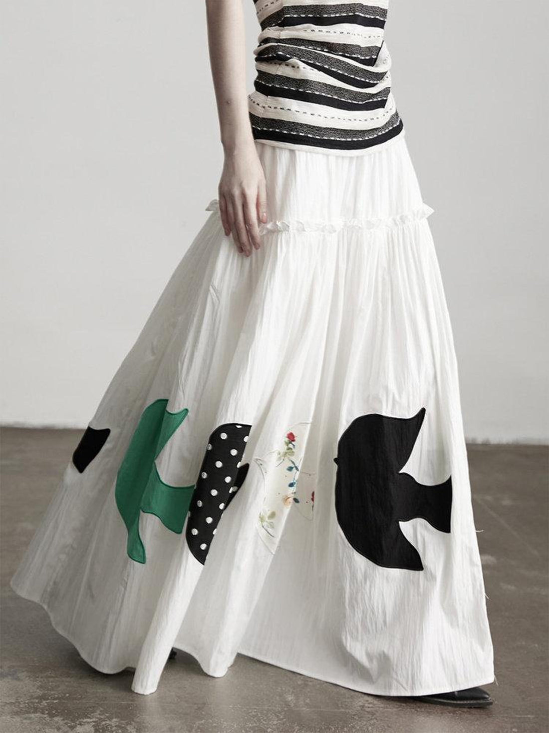 INDULGE Soft Cotton Printed Ladylike A Line Young Women Mid Waist Loose Maxi Skirts
