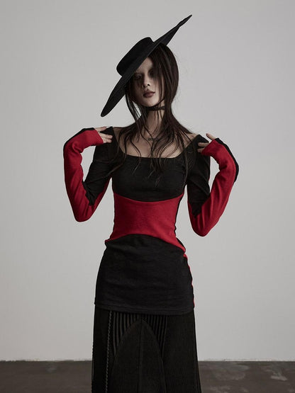 INDULGE Soft Stretch Cotton Casual Square Neck Patchwork Women Long Sleeve T-Shirts