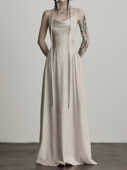 INDULGE Soft Viscose Linen Blend Elegant Hline Sleeveless Casual Slip Maxi Dresses