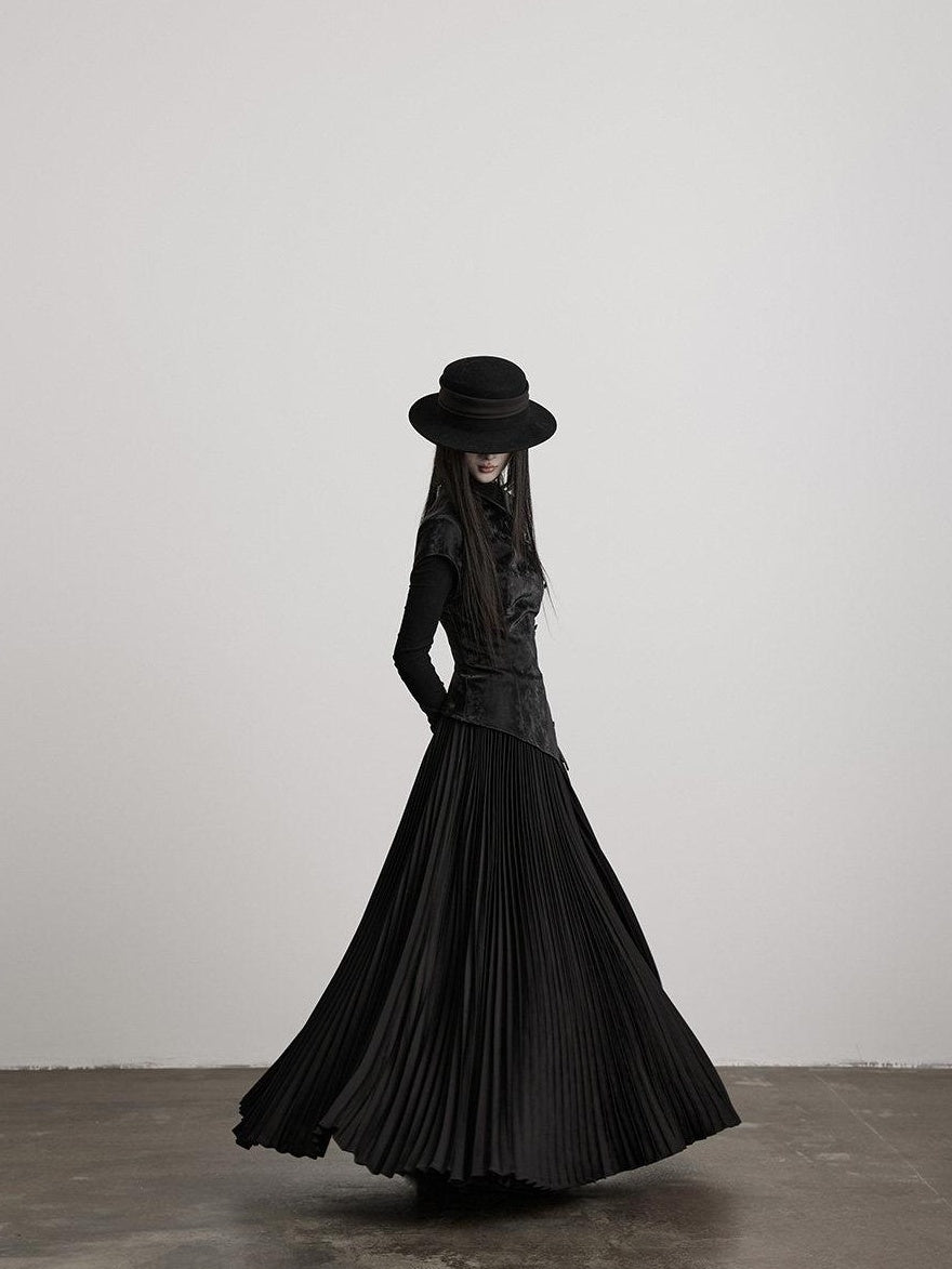 INDULGE Soft Waist Faux Two Piece Slim Hline Long Sleeve Black Women Casual Maxi Dresses