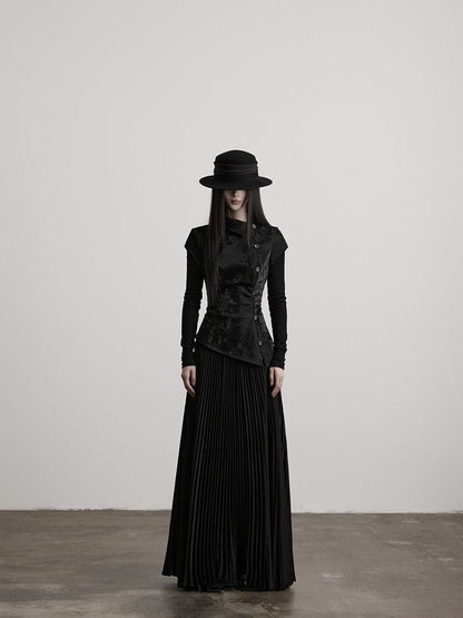 INDULGE Soft Waist Faux Two Piece Slim Hline Long Sleeve Black Women Casual Maxi Dresses
