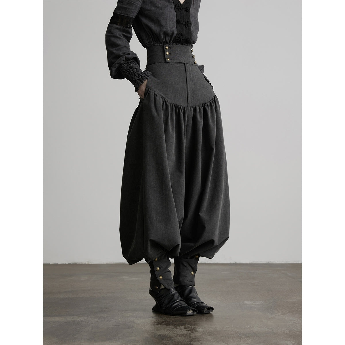 INDULGE_Solid_Double_Button_High_Waist_Structured_Pocket_Women&