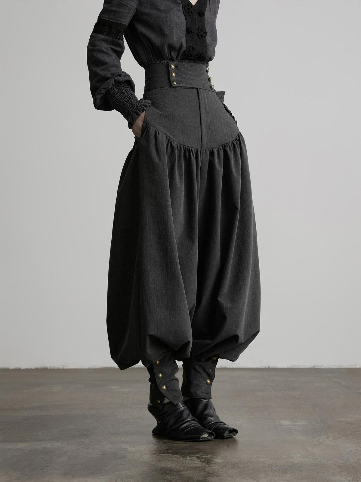 INDULGE Solid Double Button High Waist Structured Pocket Women&