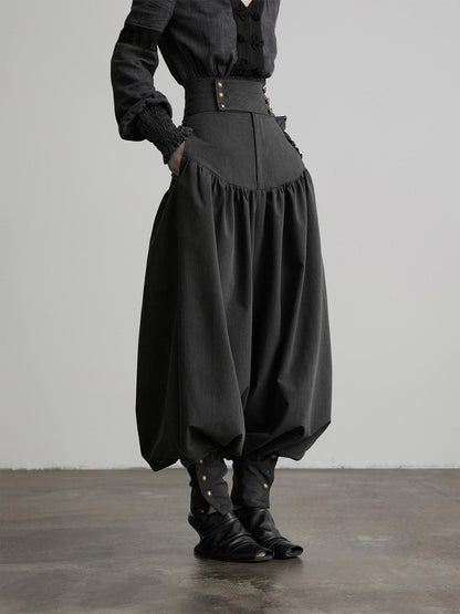 INDULGE Solid Double Button High Waist Structured Pocket Women&