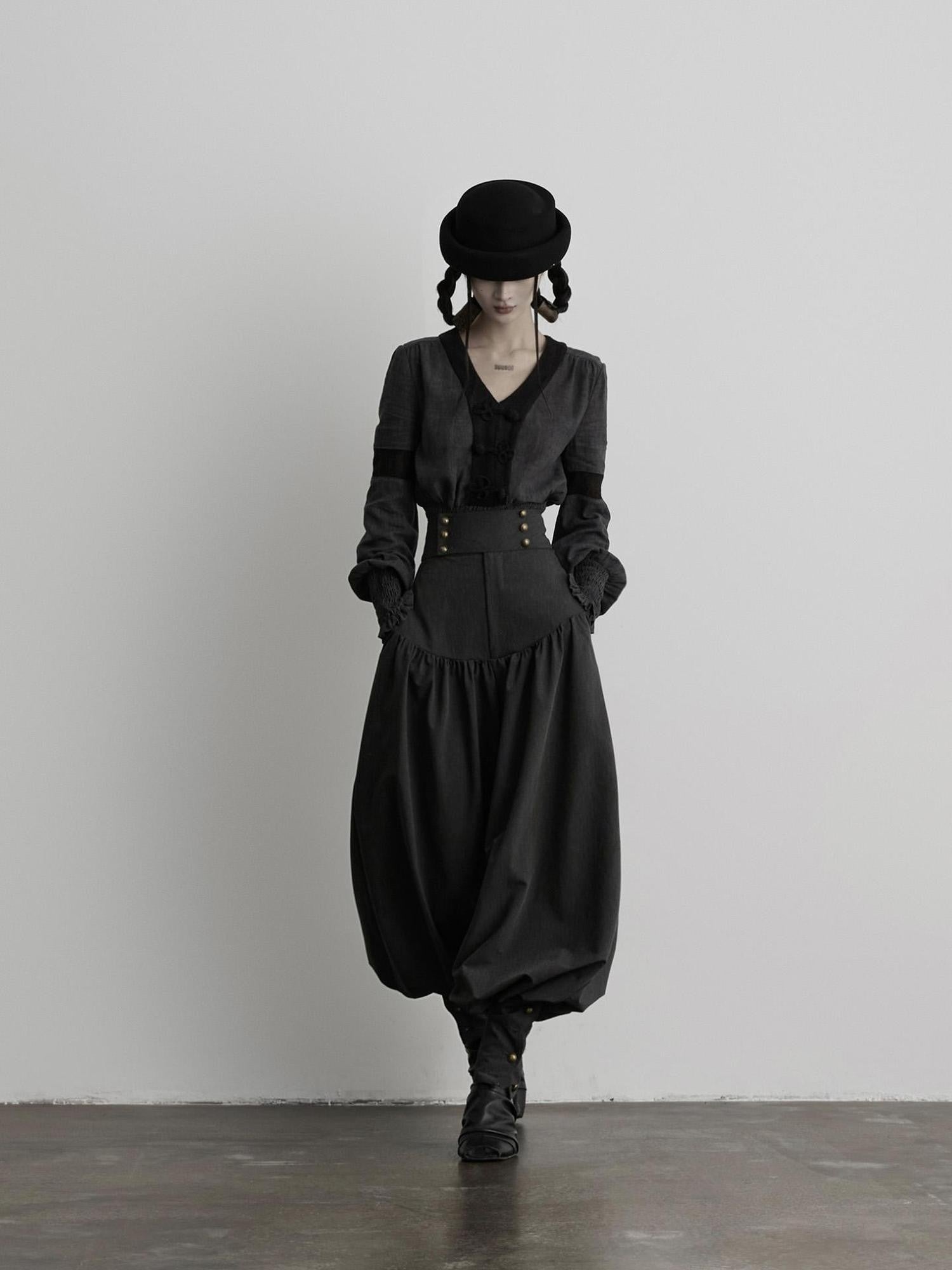 INDULGE Solid Double Button High Waist Structured Pocket Women&