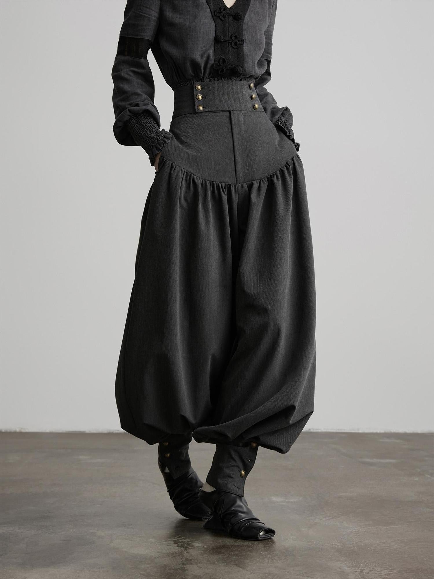 INDULGE Solid Double Button High Waist Structured Pocket Women&