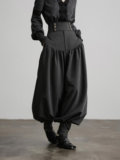 INDULGE Solid Double Button High Waist Structured Pocket Women&