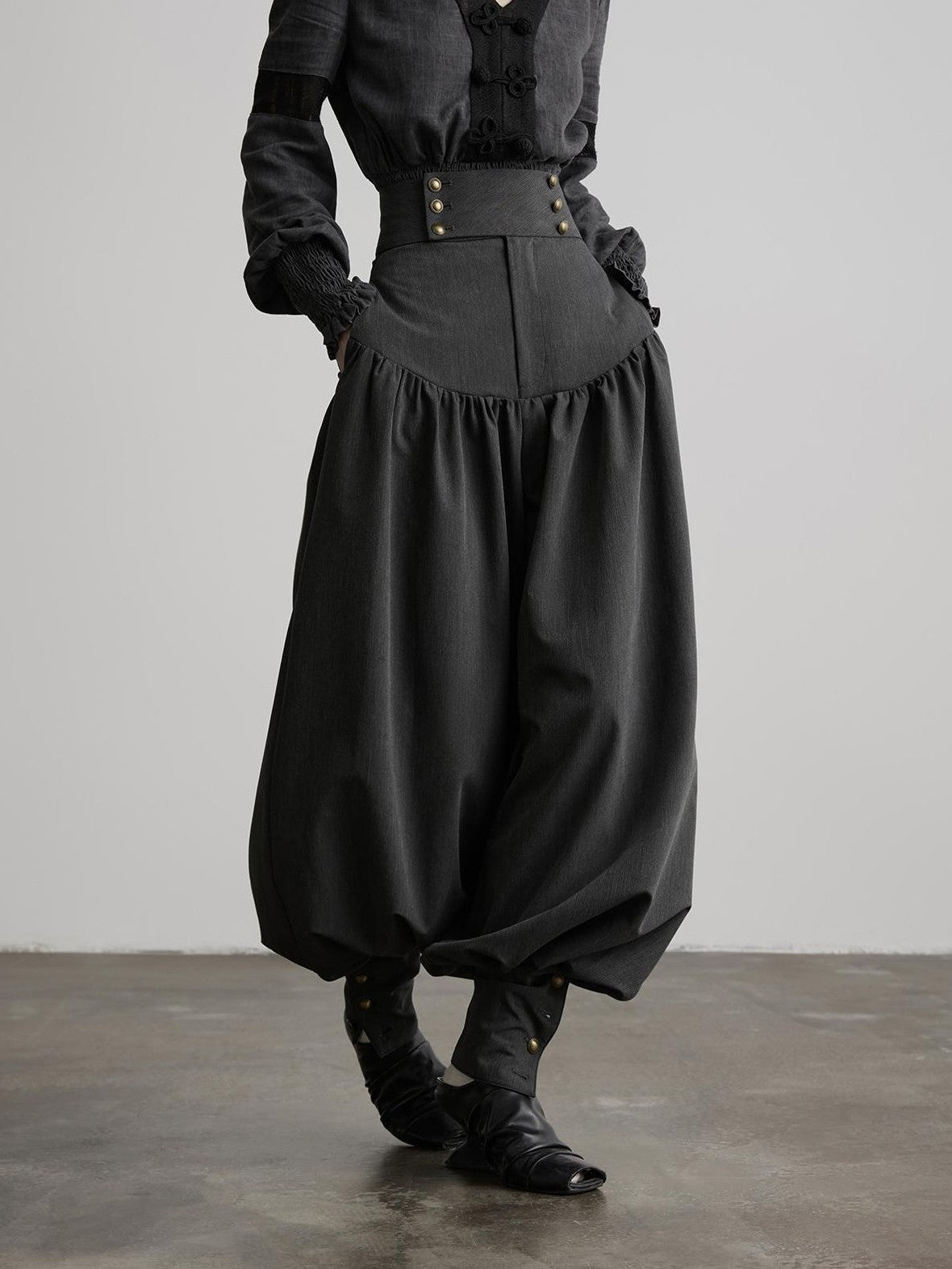 INDULGE Solid Double Button High Waist Structured Pocket Women&