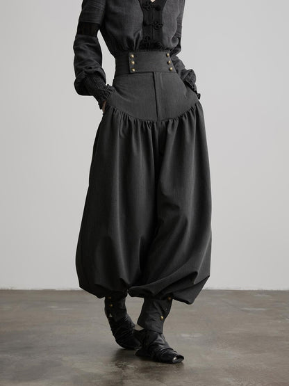 INDULGE Solid Double Button High Waist Structured Pocket Women&