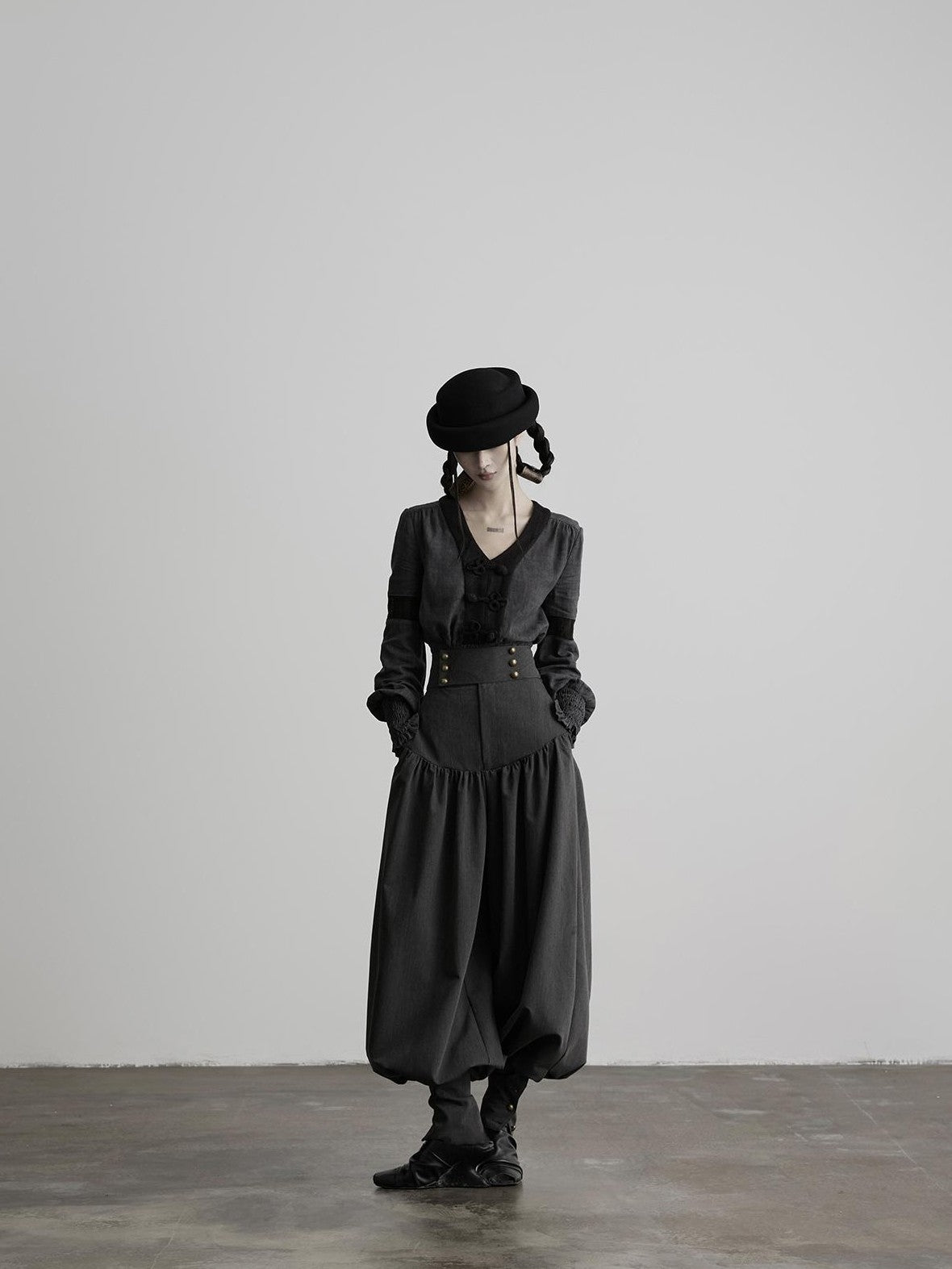 INDULGE Solid Double Button High Waist Structured Pocket Women&