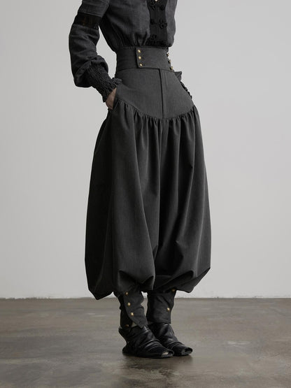 INDULGE Solid Double Button High Waist Structured Pocket Women&