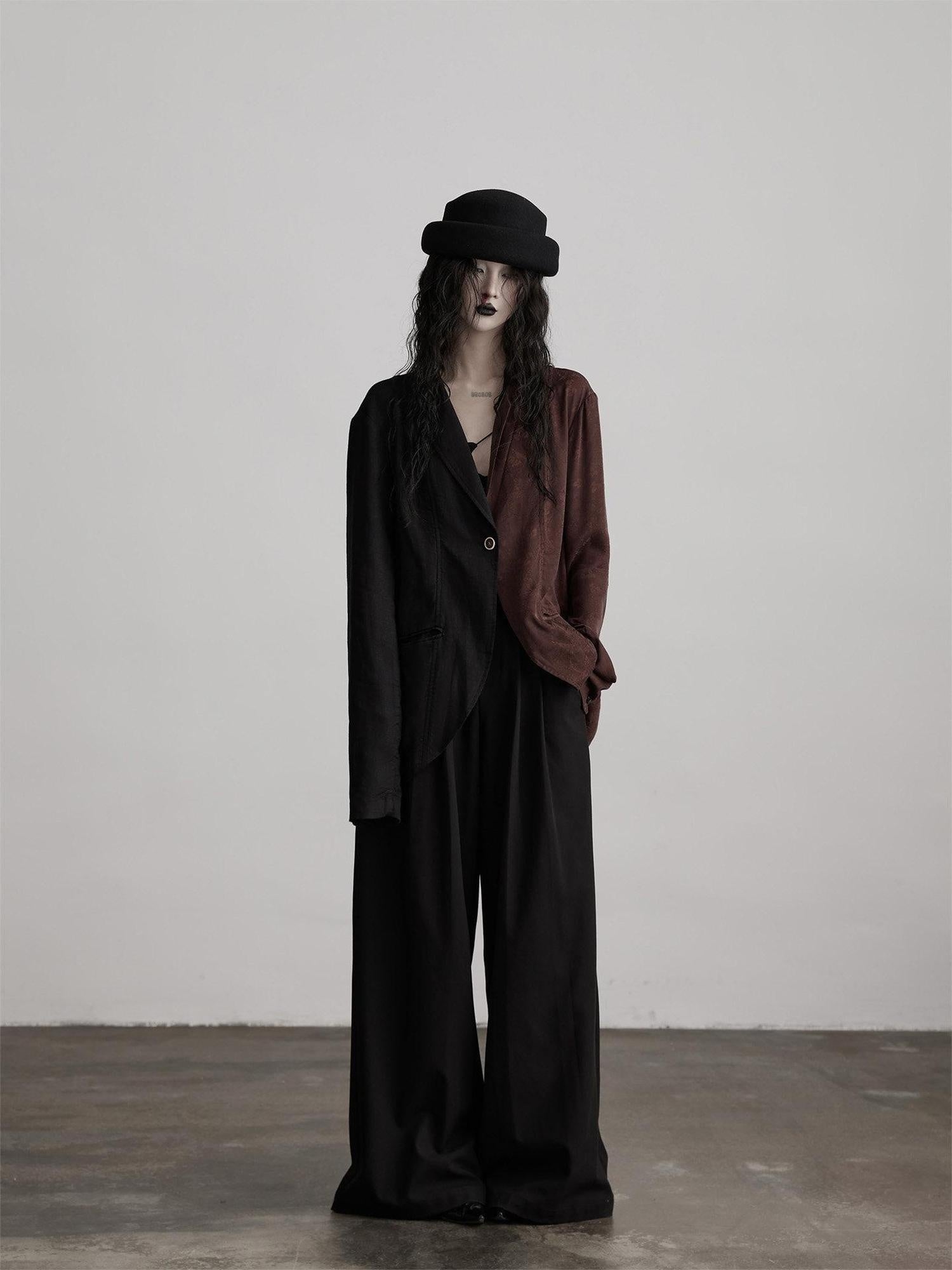 INDULGE Stretch Casual Loose Straight Pockets Natural Waist Women Black Wide-Leg Pants