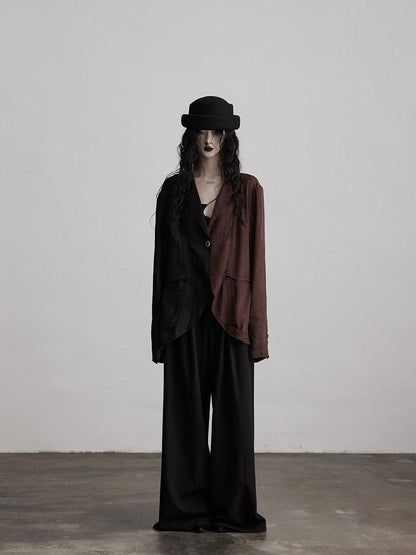 INDULGE Stretch Casual Loose Straight Pockets Natural Waist Women Black Wide-Leg Pants